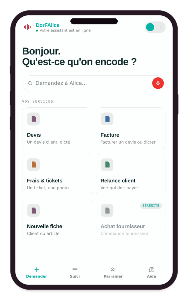 L'application DorFAlice sur un téléphone