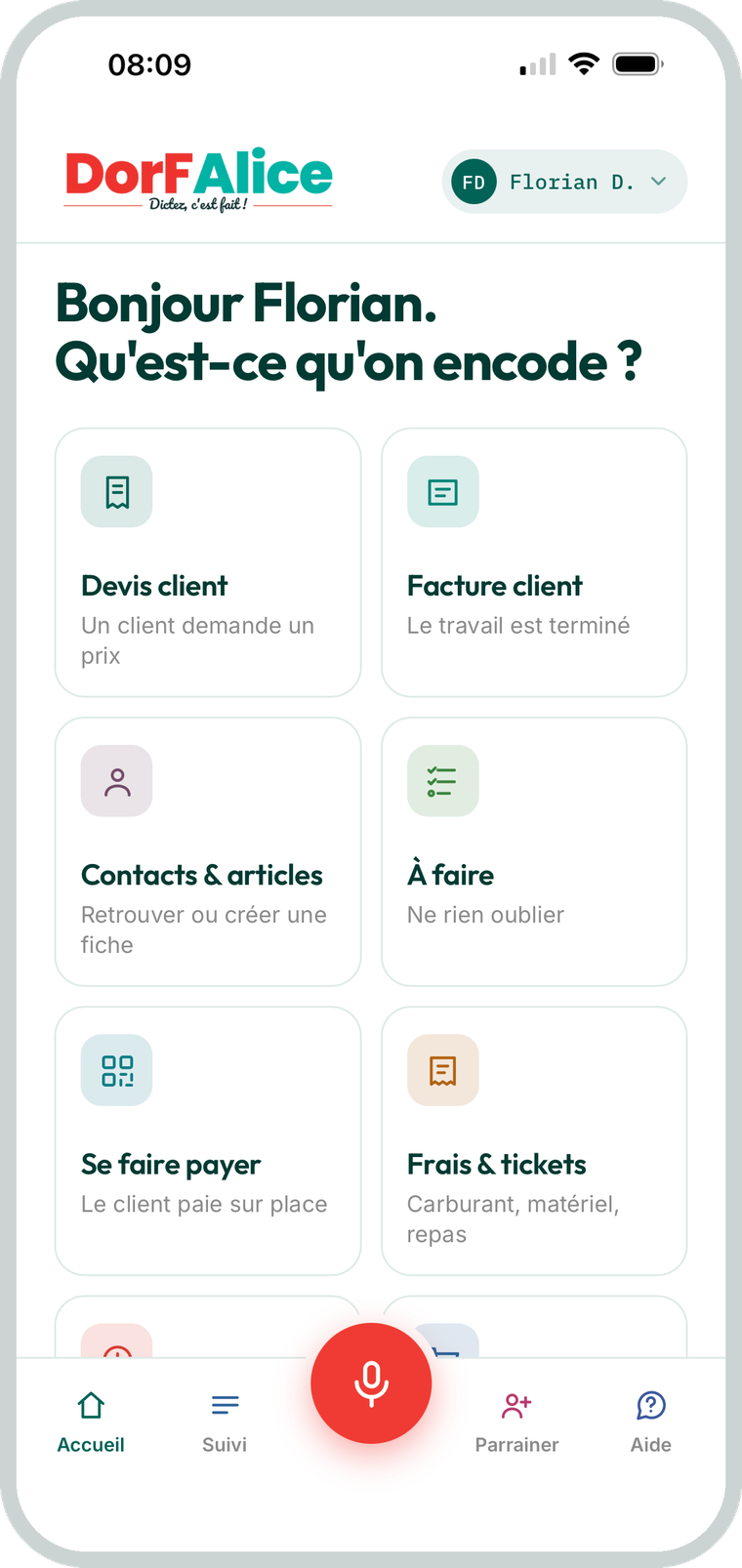 L’application DorFAlice sur un téléphone